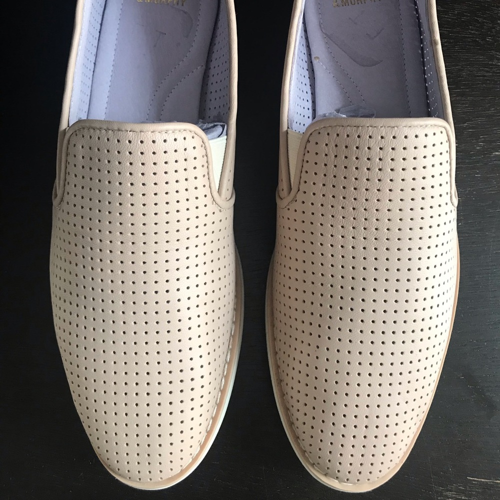 New! Johnston Murphy Beige Leather Sneakers-Size 7